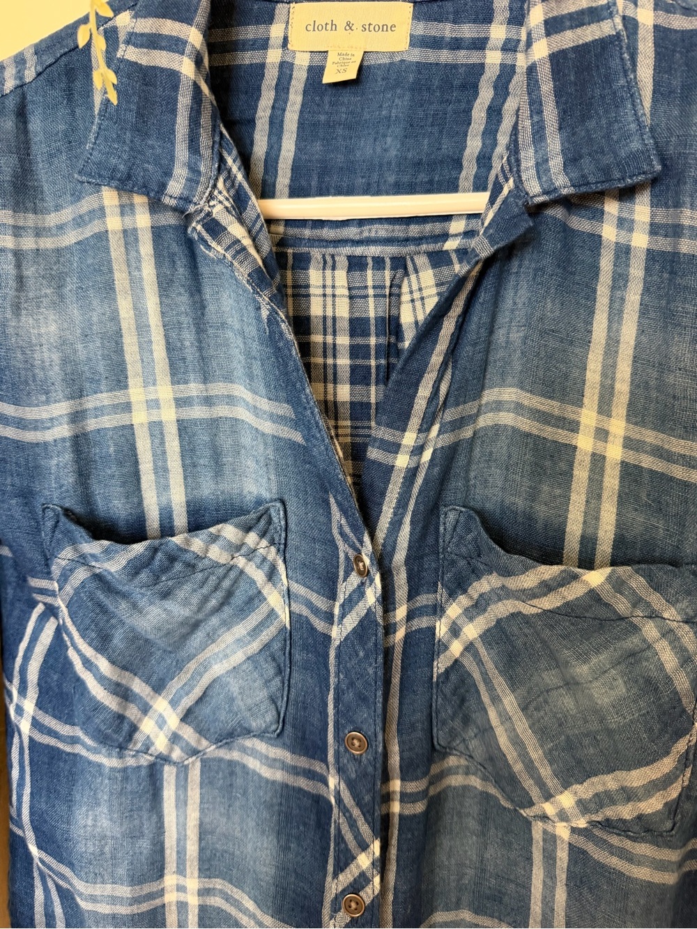 Cloth&Stone Women's Brechen  Blue Plaid Button-Up Shirt - Picture 3 of 10